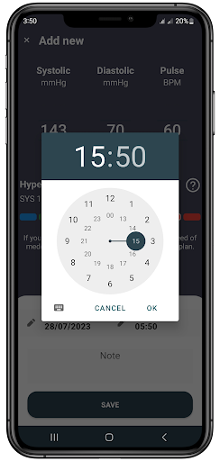 Blood Pressure Monitor App Screen 2