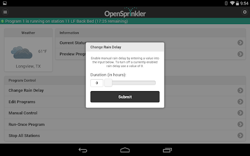 OpenSprinkler Screenshot