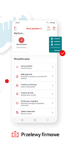 Screenshot of Santander mobile