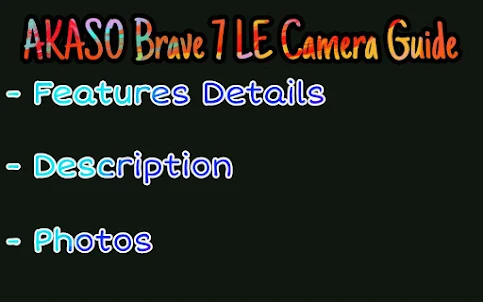 AKASO Brave 7 LE Camera Guide
