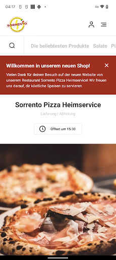 Android application Sorrento Pizza Heimservice screenshort