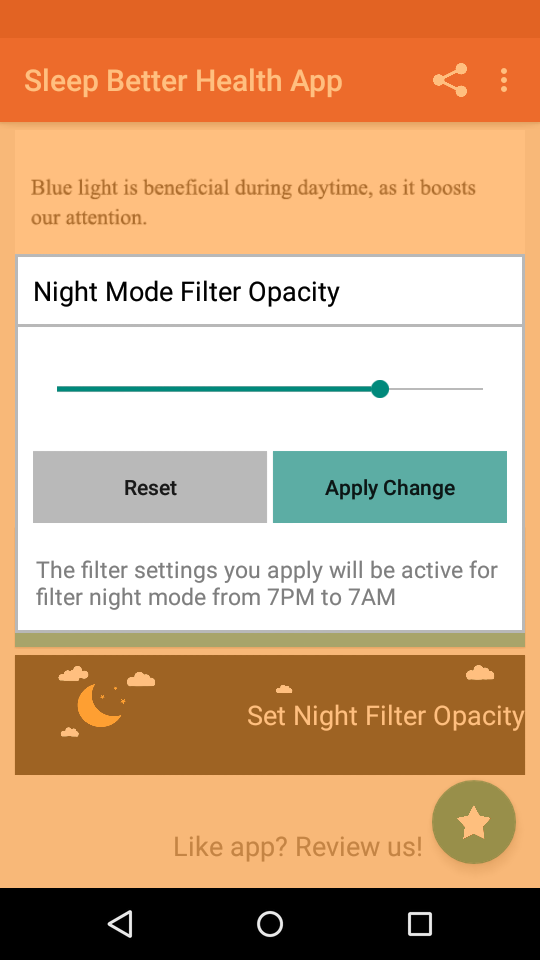 Android application Night Shift: Blue Light Filter screenshort