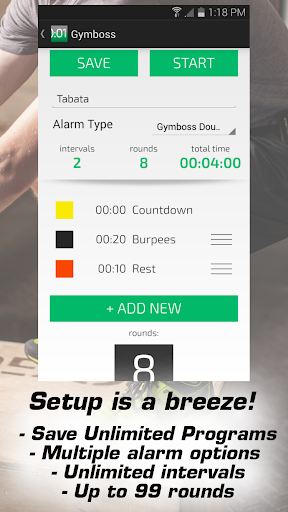 Android application Gymboss Interval Timer screenshort