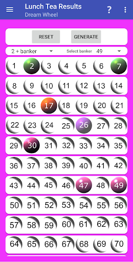 Lunch and Tea Lotto Results. Screen 2