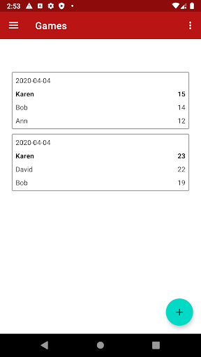 Android application Ubongo Score Sheet screenshort