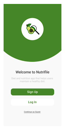 Android application nutrifile screenshort
