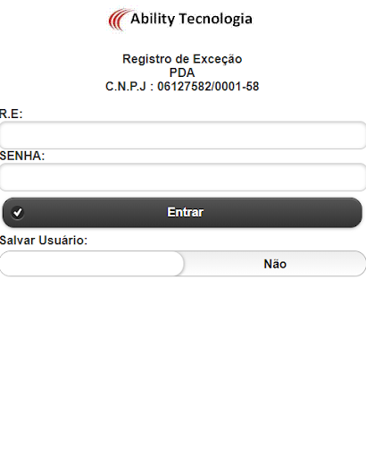 Registro de Ponto Sobre Aviso Screen 2