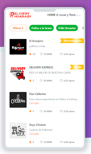HUARAZ DELIVERY DE COMIDA Screen 2