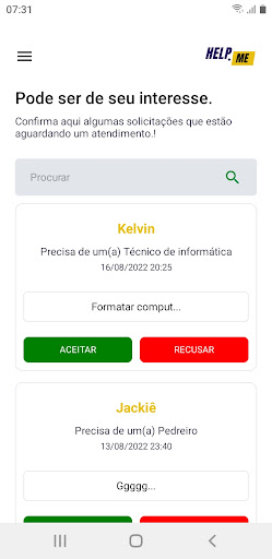 Android application Help Me - Parceiro screenshort
