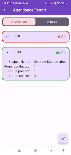 Defaulter ? College Attendance Screen 2