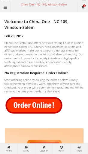Android application China One Winston-Salem screenshort