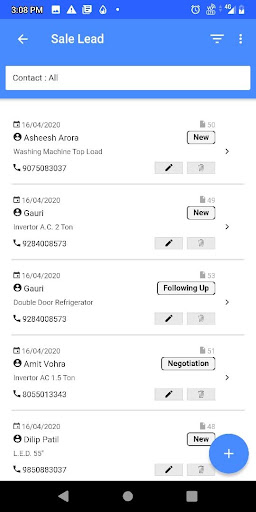 Android application Innoventry CRM screenshort