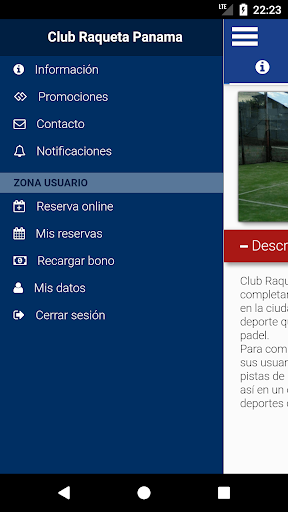Android application Club Raqueta Panama screenshort