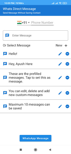 Android application Whats Direct Message screenshort
