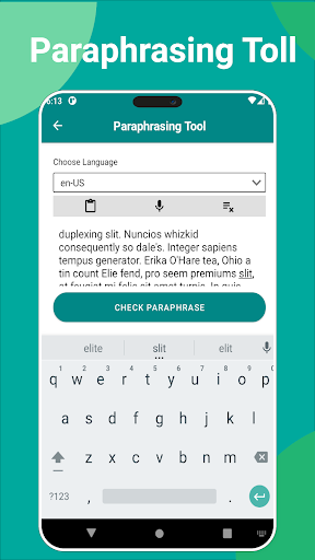 Android application Paraphrasing Tool Paraphraser screenshort