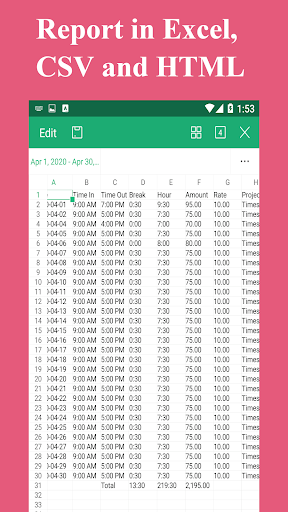Timesheet - Time Card - Work Hours - Work Log android2mod screenshots 4