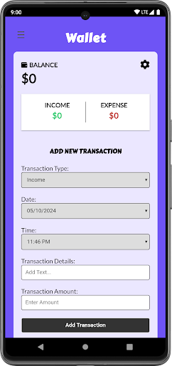 Android application Wallet screenshort
