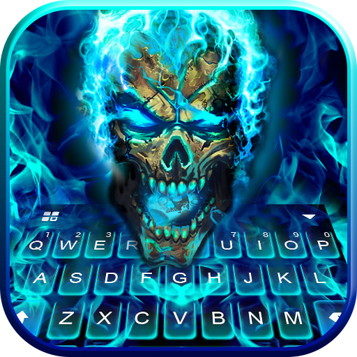 Blue Flame Skull Keyboard Them  Icon