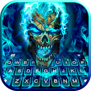 Blue Flame Skull Keyboard Theme