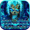 Blue Flame Skull Keyboard Theme
