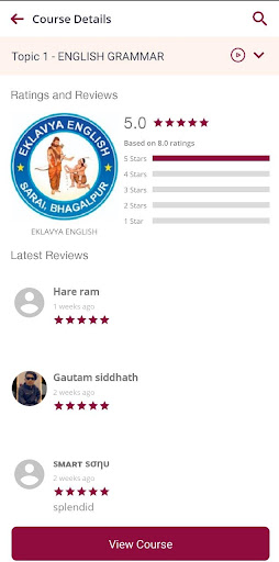 Android application EKLAVYA ENGLISH LIVE screenshort