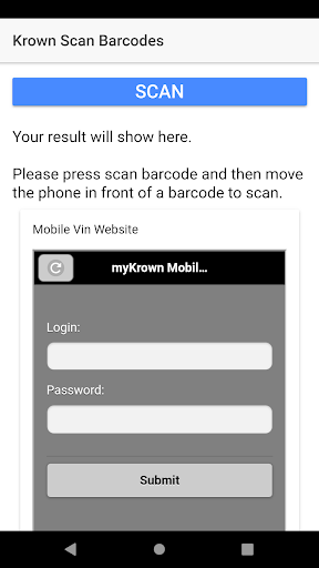 Krown Barcode Scanner Screen 2