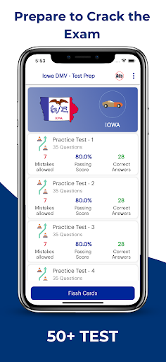 Screenshot of Iowa DOT Permit Practice