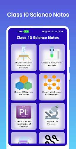Android application Class 10 Science Notes screenshort