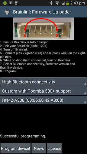 Android application Brainlink Firmware Uploader screenshort