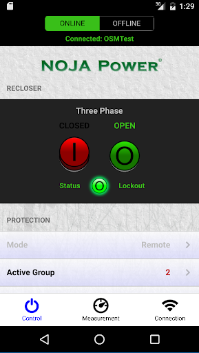 Android application NOJA Power Recloser screenshort