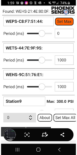 WEXS Sensors Screen 3