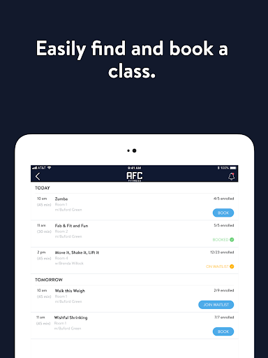 Screenshot of AFC Fitness Mobile