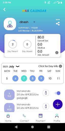 Milk Calendar Screen 3