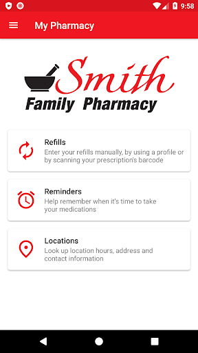 Android application Smith Family Pharmacy screenshort
