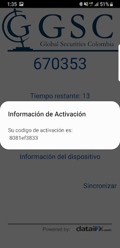 Android application Global Securities OTP screenshort