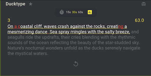 DuckType - Typing test app Screen 3