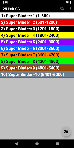 Android application 25 Pair Color Code screenshort