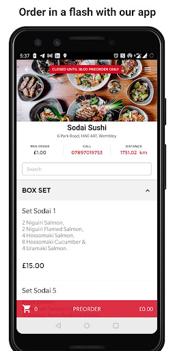 Android application Sodai Brazilian Sushi screenshort