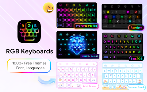 Neon Led Keyboard: Emoji, Font Unknown