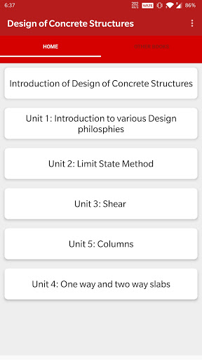 Android application Design Of Concrete Structure screenshort