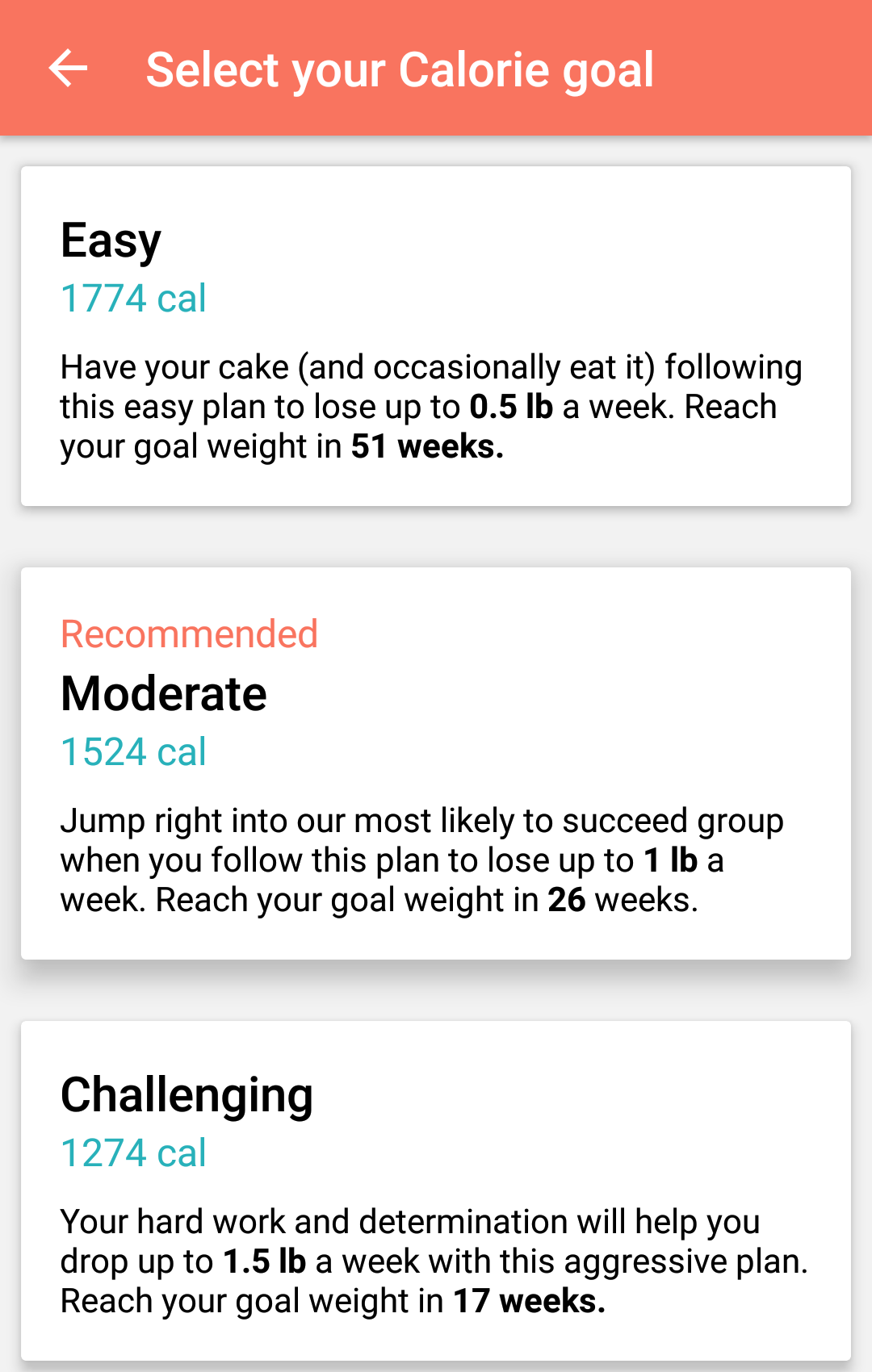 Android application MyPlate Calorie Tracker screenshort