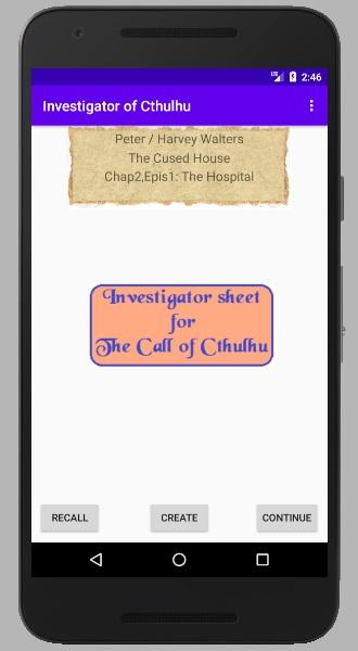 Investigator sheet for CoC - 1.1 - (Android)