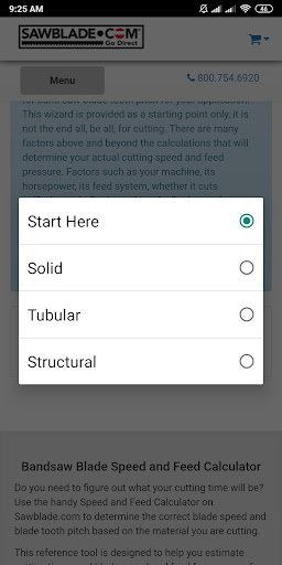 Speed and Feed Calculator Screen 3