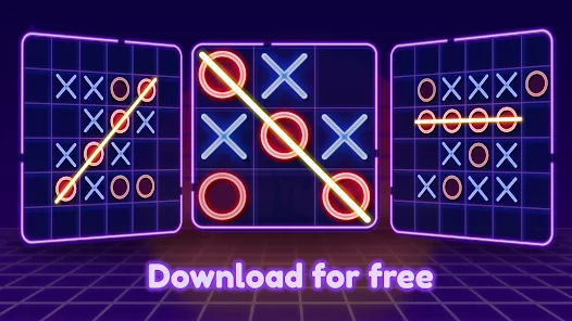 Puzzle game Tic Tac Toe Glow gameplay features