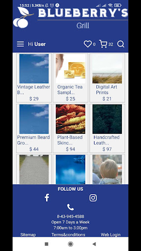 Android application Blueberry Online Store screenshort