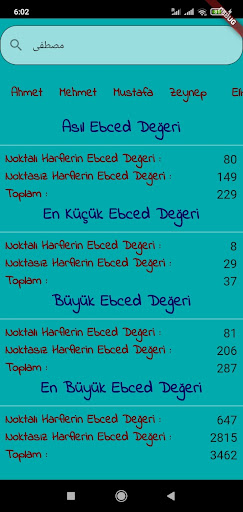 Android application Ebced Hesapla screenshort