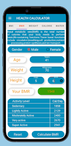 Health Calculator:Calorie,BMR