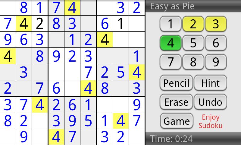 Android application Enjoy Sudoku screenshort