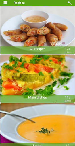 Android application Vegetarian recipes screenshort