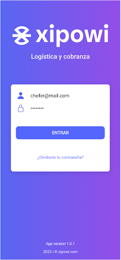 Android application xipowi logistica screenshort